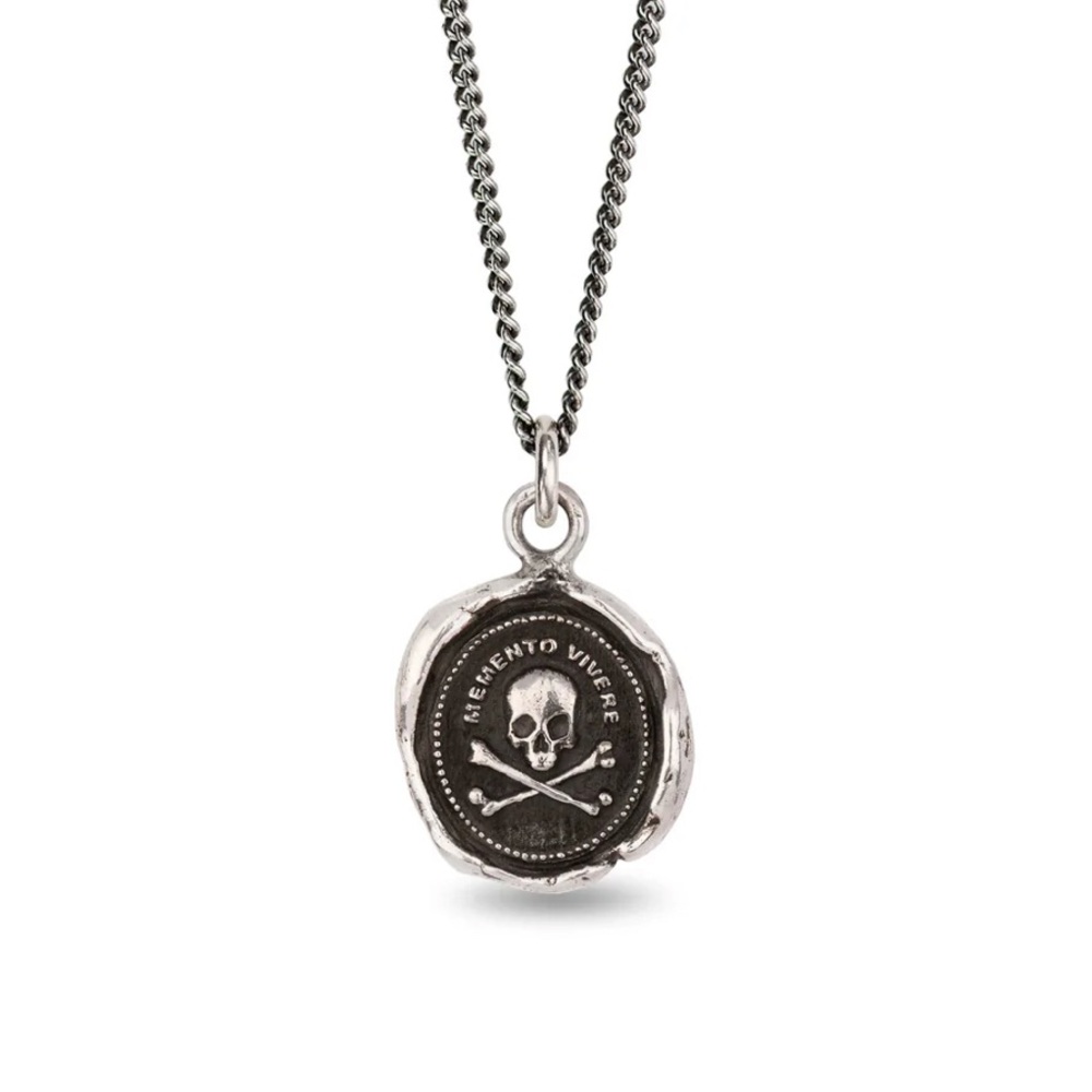 NWT Pyrrha Silver Skull Talisman Necklace